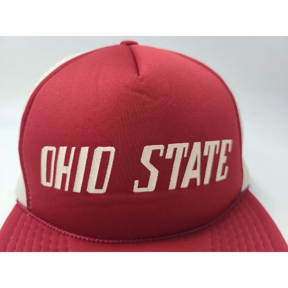 Vintage Ohio State University Buckeyes Mesh‎ Trucker Snapback Hat Cap NCAA Red